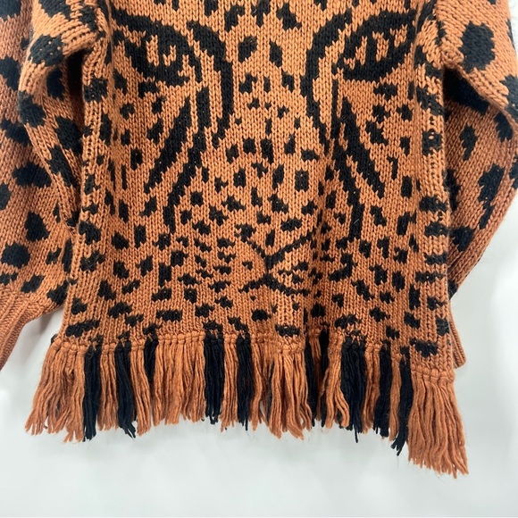 NWT FARM Rio Caramel Leopard Turtleneck Wool Sweater Knit Fleece Pullover XS - Picture 8 of 15